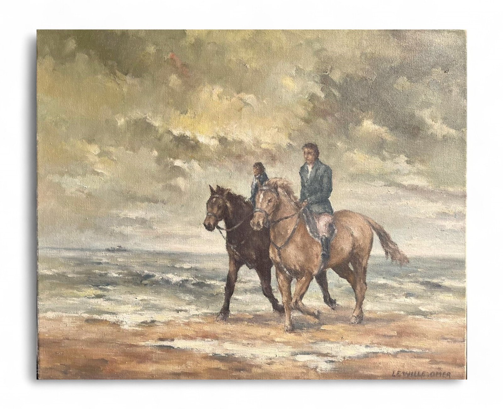 Riders by the sea, Vintage, signed 